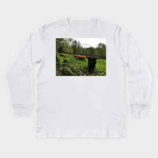 Scottish Highland Cattle Cows and Bull 2412 Kids Long Sleeve T-Shirt